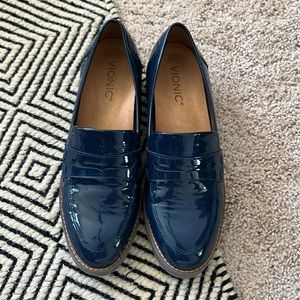 Barely worn 7.5 Women’s Patent Leather Blue Loafers